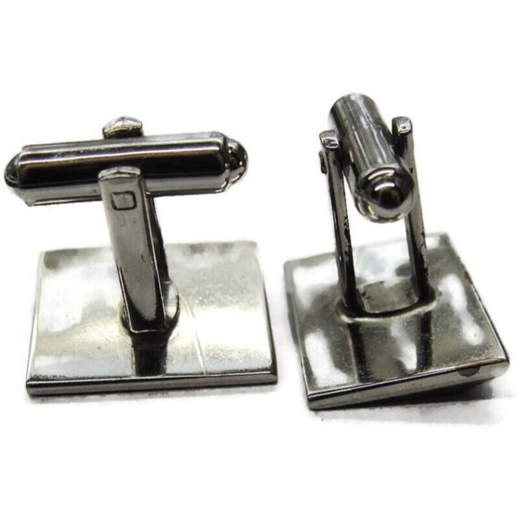 Hickok Rectangle Silver Tone Cufflinks Tux Shirt Dress Suit Vintage - Picture 4 of 5